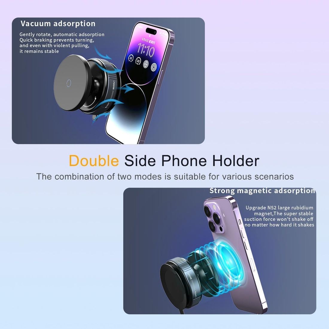 Magnetic Vacuum Car Phone Holder | حامل هاتف مغناطيسي للسيارة بتقنية الشفط
